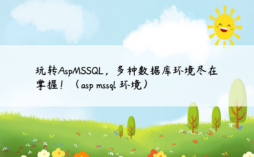 玩转AspMSSQL，多种数据库环境尽在掌握！（asp mssql 环境）