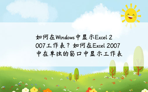 如何在Windows中显示Excel 2007工作表？如何在Excel 2007中在单独的窗口中显示工作表