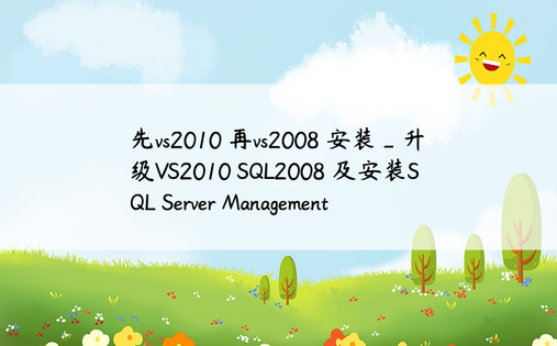 先vs2010 再vs2008 安装_升级VS2010 SQL2008 及安装SQL Server Management