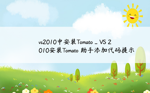 vs2010中安装Tomato_VS 2010安装Tomato 助手添加代码提示