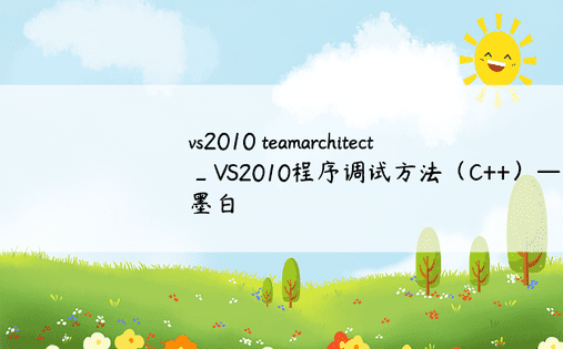vs2010 teamarchitect_VS2010程序调试方法（C++）——墨白