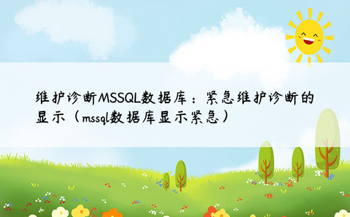 维护诊断MSSQL数据库：紧急维护诊断的显示（mssql数据库显示紧急）