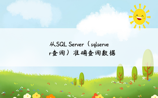 从SQL Server（sqlserver查询）准确查询数据